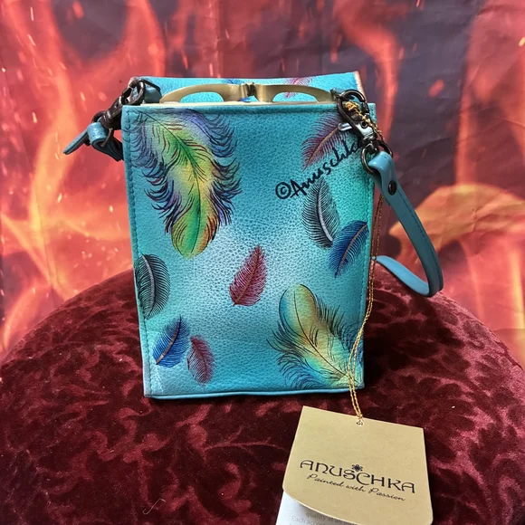 Anuschka Turquoise Feather Art Clutch - Picture 5 of 7